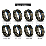 font options for inside engraving on gunmetal & blue pipette rings