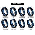 font options for inside engraving on blue & grey pipette tips rings