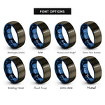 font options for inside engraving on gunmetal & blue pipette tips rings