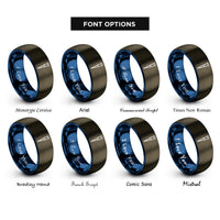 font options for inside engraving on gunmetal & blue pipette tips rings