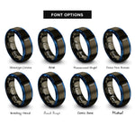 font options for inside engraving on gunmetal & blue pipette tips rings