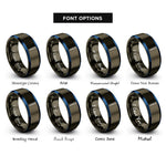 font options for inside engraving on gunmetal & blue pipette tips rings