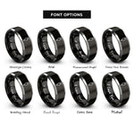 font options for inside engraving on black & gray piping bag rings