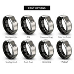 font options for inside engraving on black & silver piping bag rings