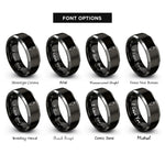 font options for inside engraving on black & grey piping bag rings