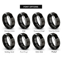 font options for inside engraving on black & grey piping bag rings