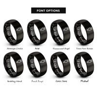font options for inside engraving on black piping bag rings