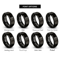 font options for inside engraving on black piping bag rings