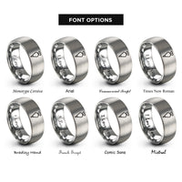 font options for inside engraving on grey piping bag rings