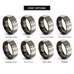 font options for inside engraving on gunmetal & silver piping bag rings