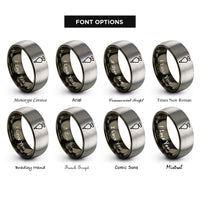 font options for inside engraving on gunmetal & silver piping bag rings
