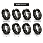 font options for inside engraving on black & gray pirate ship silhouette rings