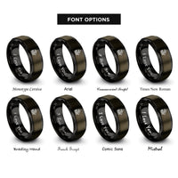 font options for inside engraving on gunmetal & black pirate ship silhouette rings