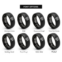 font options for inside engraving on black pirate skull bandana rings