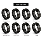 font options for inside engraving on black pirate skull bandana rings
