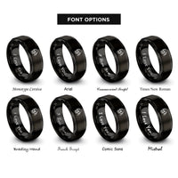 font options for inside engraving on black pirate skull bandana rings