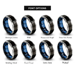 font options for inside engraving on black & blue & grey pisces rings