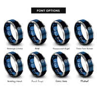 font options for inside engraving on blue & gray pisces rings