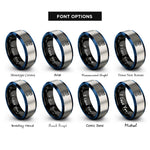 font options for inside engraving on black & blue & gray piston rings