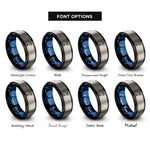 font options for inside engraving on black & blue & gray piston rings