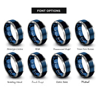font options for inside engraving on blue & grey piston rings