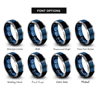 font options for inside engraving on blue & silver piston rings