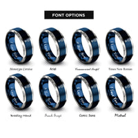 font options for inside engraving on blue & gray piston rings