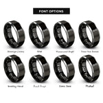 font options for inside engraving on black & gray piston connecting rod rings