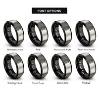 font options for inside engraving on black & grey piston connecting rod rings