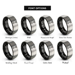 font options for inside engraving on black & gray piston connecting rod rings