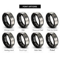 font options for inside engraving on black & silver piston crest rings