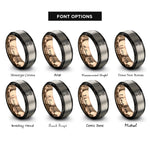 font options for inside engraving on black & rose gold & gray piston rod rings