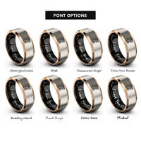 font options for inside engraving on black & rose gold & grey piston rod rings