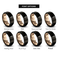 font options for inside engraving on black & rose gold piston rod rings
