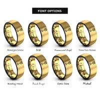 font options for inside engraving on black & gold piston wrench rings