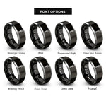 font options for inside engraving on black & grey pitchfork rings