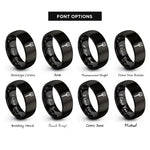 font options for inside engraving on black pitchfork rings