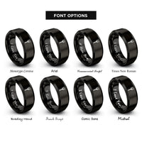 font options for inside engraving on black pitchfork rings