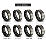 font options for inside engraving on black & silver piton hammer rings