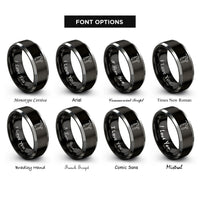 font options for inside engraving on black & grey piton hammer rings