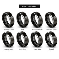 font options for inside engraving on black & silver pixel grid rings