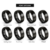font options for inside engraving on black pixel grid rings
