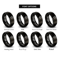 font options for inside engraving on black pixel heart rings