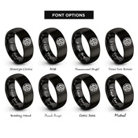 font options for inside engraving on black pixel world pattern rings