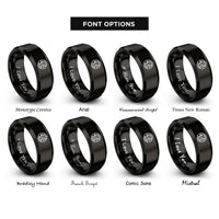 font options for inside engraving on black pixel world pattern rings
