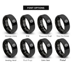 font options for inside engraving on black pixel world pattern rings