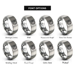 font options for inside engraving on grey pixel world pattern rings