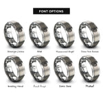 font options for inside engraving on silver pixel world pattern rings