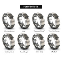font options for inside engraving on silver pixel world pattern rings