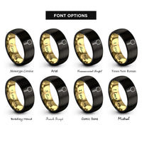 font options for inside engraving on black & gold pizza peel rings
